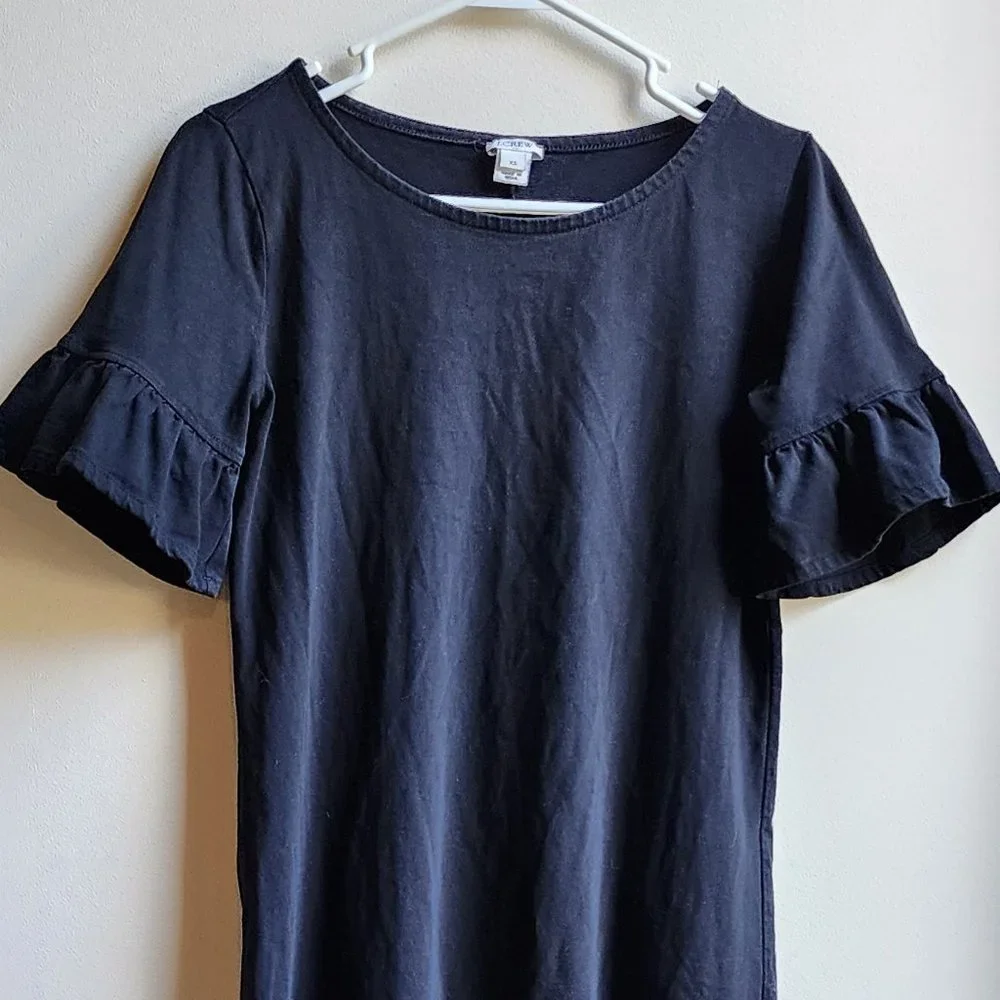 J.Crew Black Ruffled Short Sleeve Dress Size XS